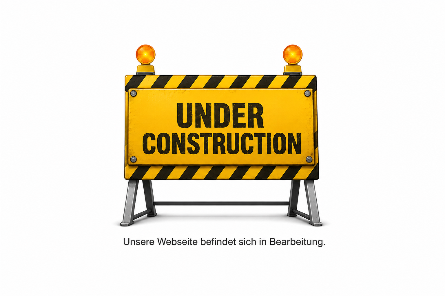 Under-Construction-Baustellenschild mit dem Hinweis: Unsere Webseite befindet sich in Bearbeitung